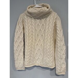 Inis Crafts Merino Wool Cable Knit Sweater Women Medium M Chunky Made in Ireland